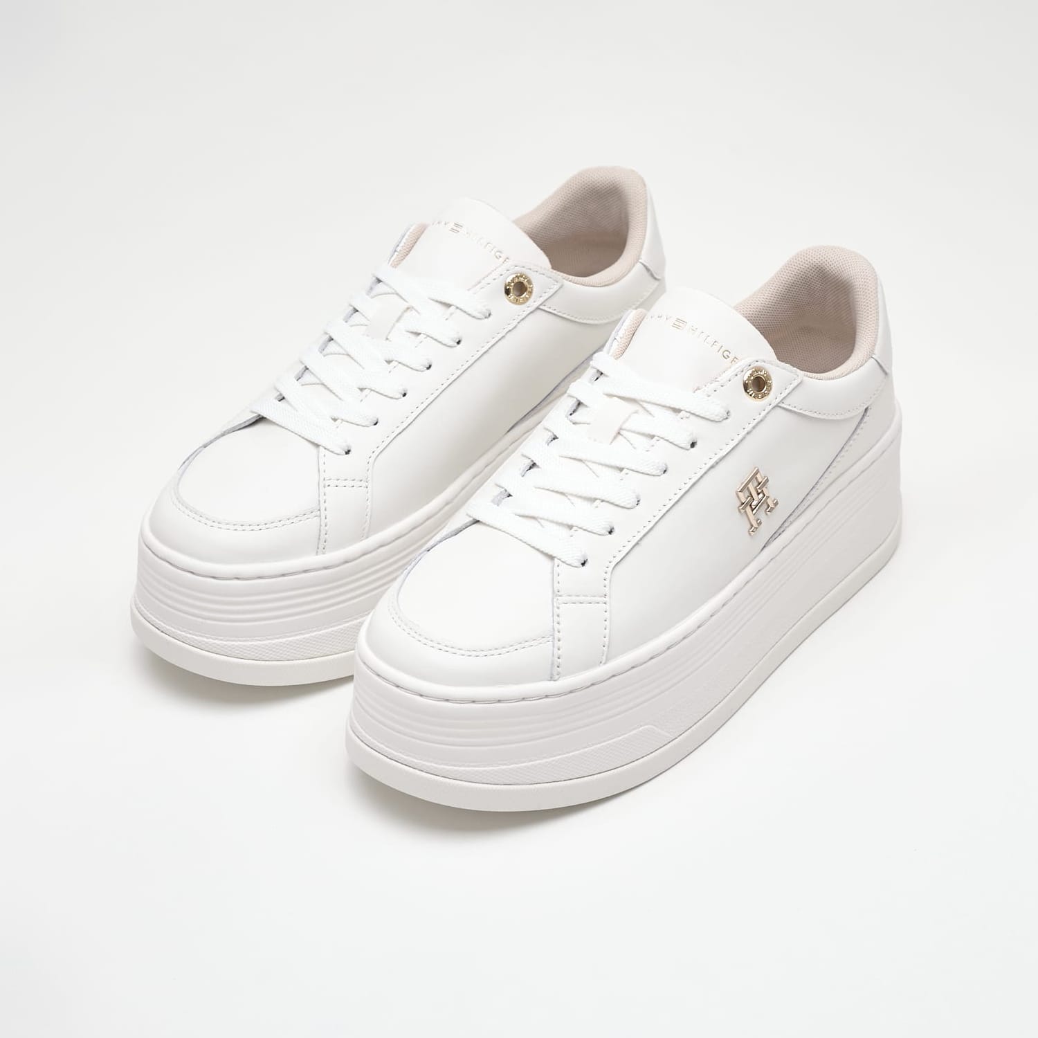 Γυναικεία Παπούτσια Casual Platform.Snkr Άσπρο Δέρμα Tommy Hilfiger