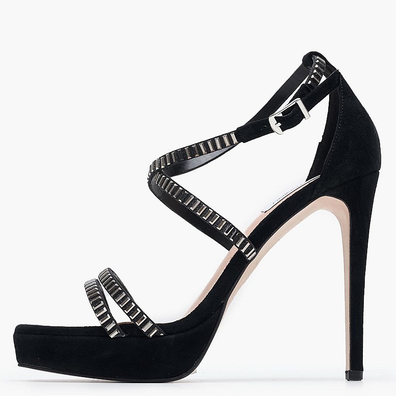 Women Sandals 2452.916112L Black Buckskin Mortoglou