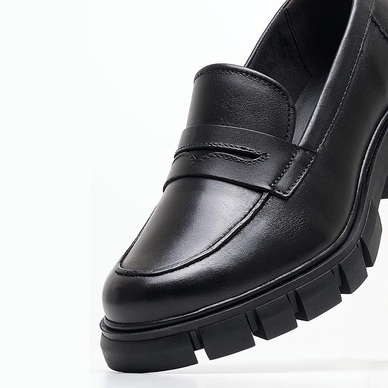 Women Moccasins 24439 Black Leather Tamaris