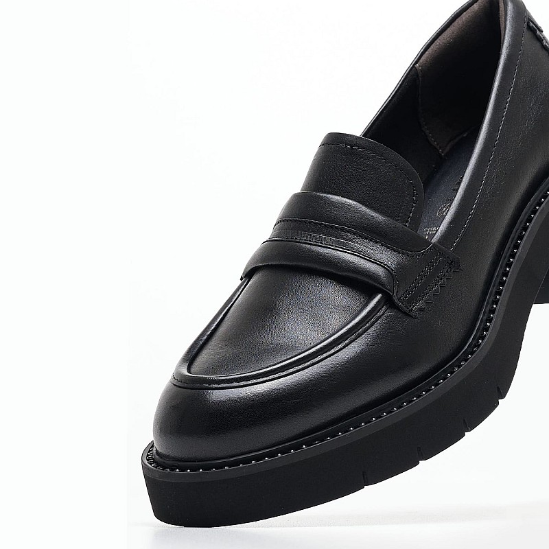 Women Moccasins 24727 Black Leather Tamaris