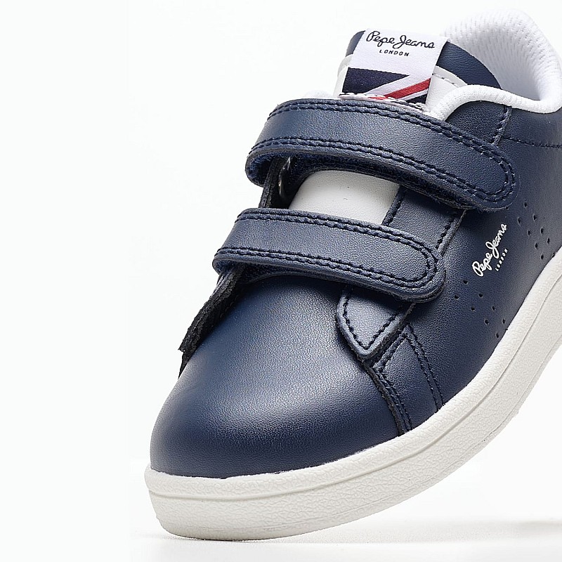 Kids Casual Shoes Player.Airbk Blue Leather Pepe Jeans