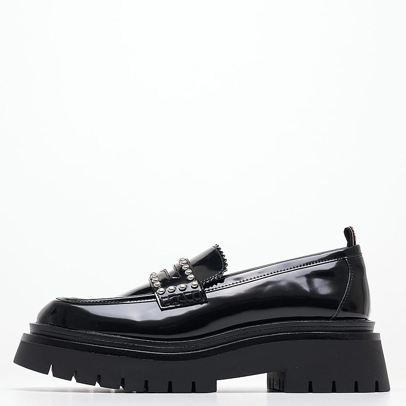 Women Moccasins Queen.Mask Black ECOleather Pepe Jeans