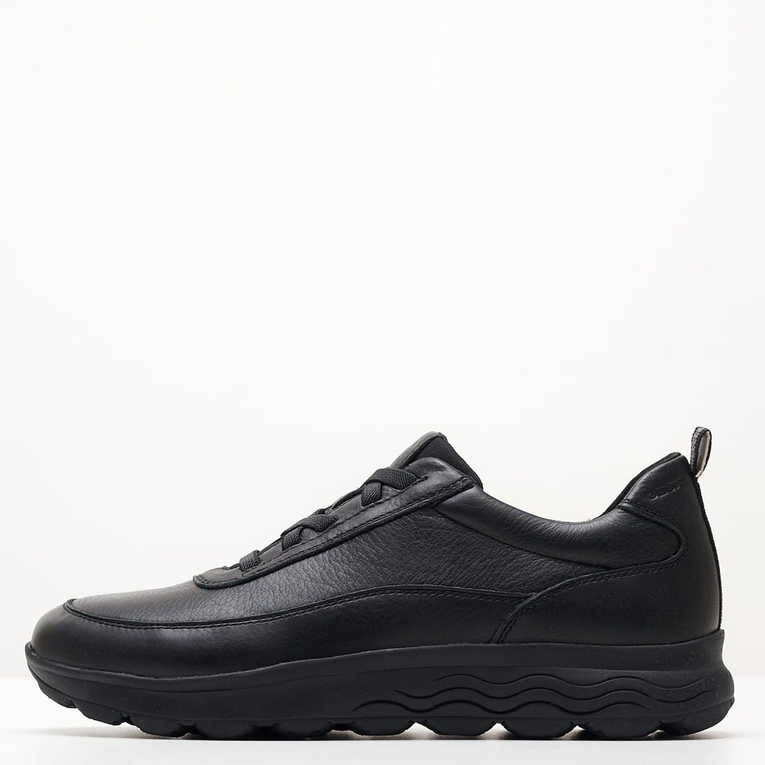 Ανδρικά Παπούτσια Casual Spherica.Tumbled Μαύρο Δέρμα Geox