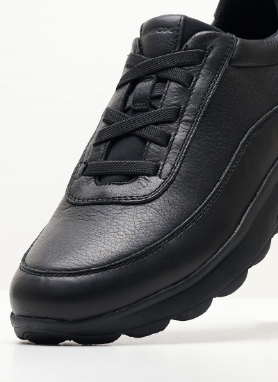 Ανδρικά Παπούτσια Casual Spherica.Tumbled Μαύρο Δέρμα Geox
