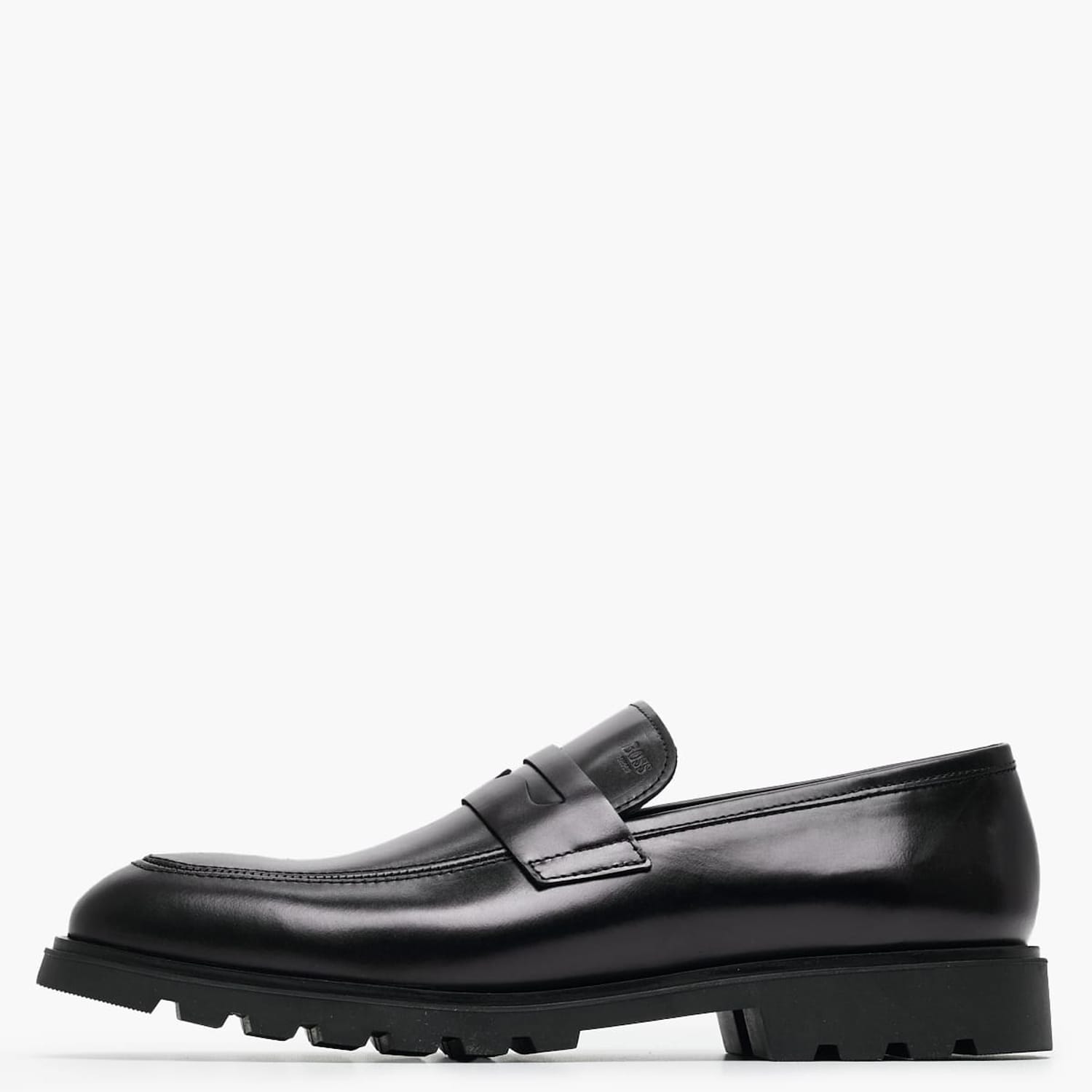 Men Moccasins A7575 Black Leather Boss shoes