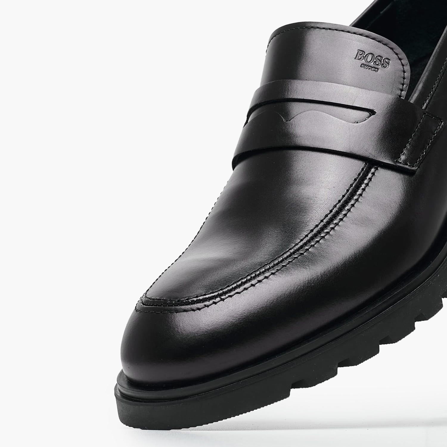 Men Moccasins A7575 Black Leather Boss shoes