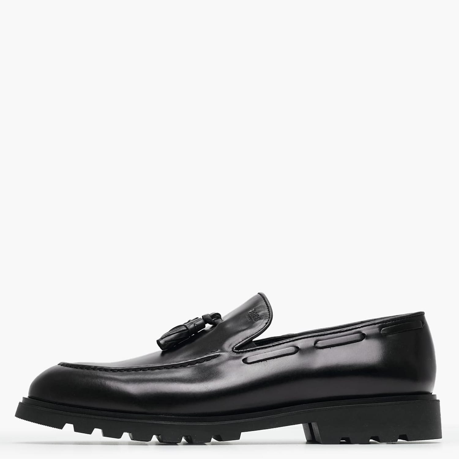 Men Moccasins A7576 Black Leather Boss shoes