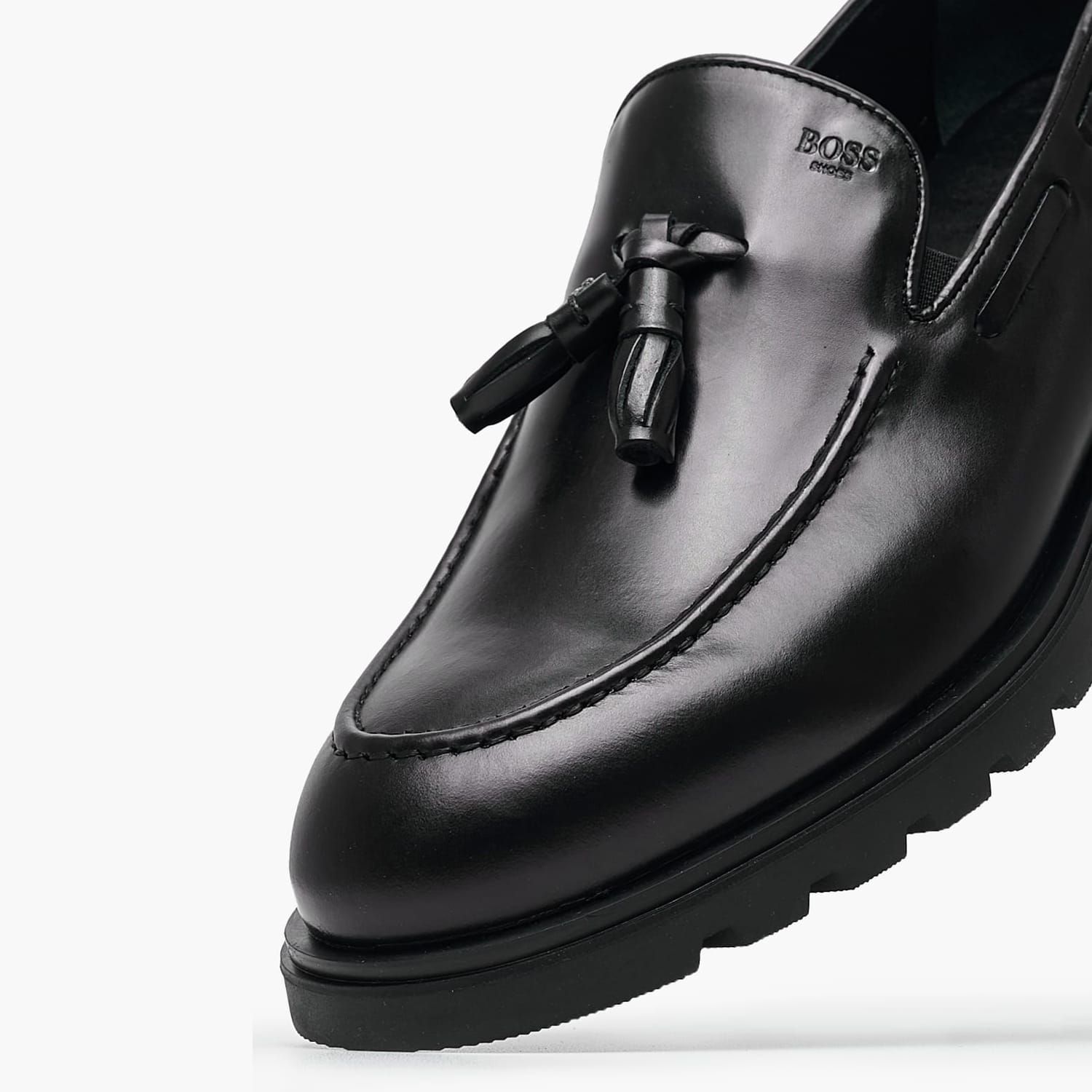 Men Moccasins A7576 Black Leather Boss shoes