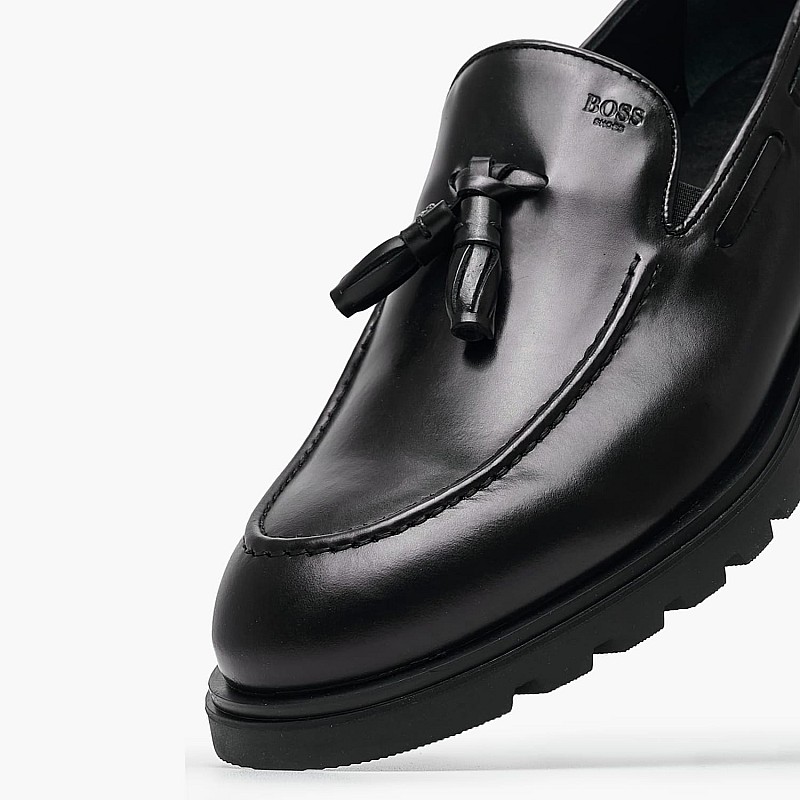 Ανδρικά Μοκασίνια A7576 Μαύρο Δέρμα Boss shoes