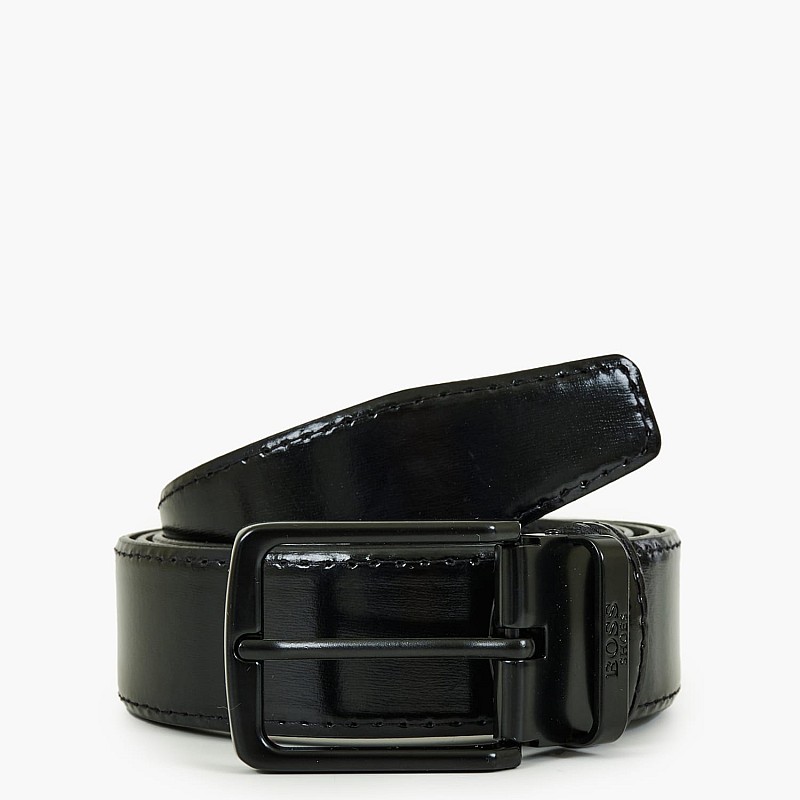 Men Belts AB004.Bl Black Leather Boss shoes