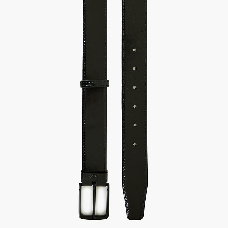 Men Belts AB004.Bl Black Leather Boss shoes