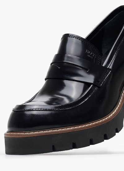Ανδρικά Παπούτσια Δετά M4972.GLM Μαύρο Δέρμα Boss shoes