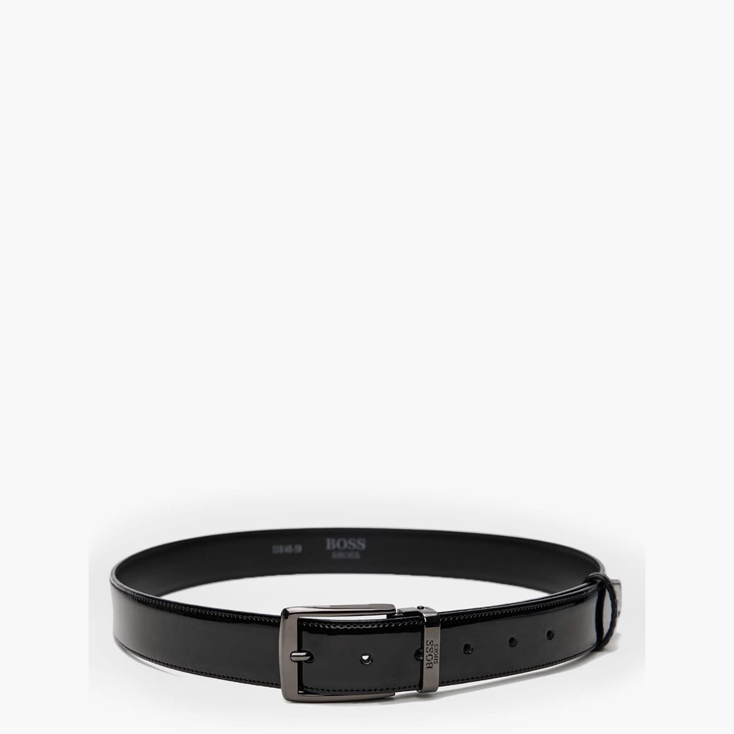 Men Belts ZB009 Black Patent Leather Boss shoes