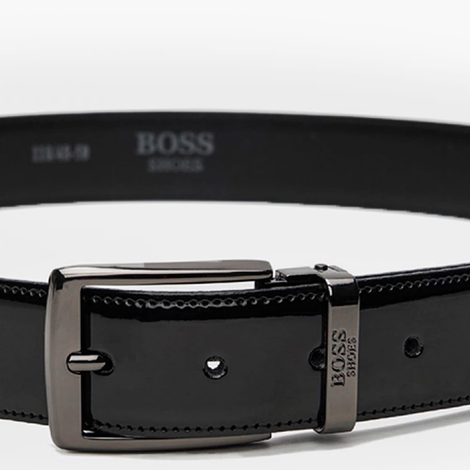 Men Belts ZB009 Black Patent Leather Boss shoes