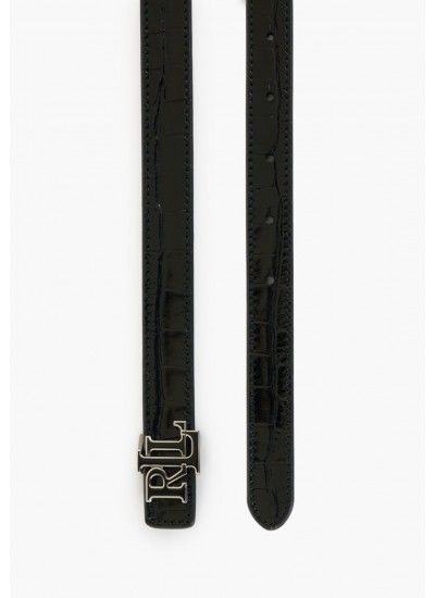 Γυναικείες Ζώνες 412951446 Μαύρο Δέρμα Ralph Lauren