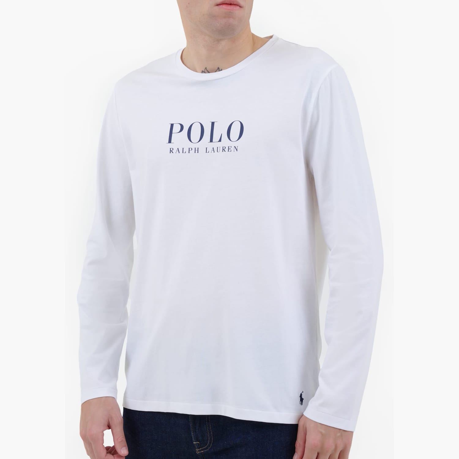 Ανδρικές Μπλούζες Ls.Crew.Top Άσπρο Βαμβάκι Ralph Lauren