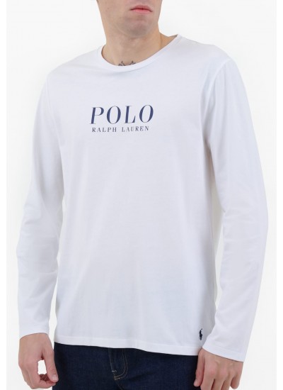 Ανδρικές Μπλούζες Ls.Crew.Top Άσπρο Βαμβάκι Ralph Lauren