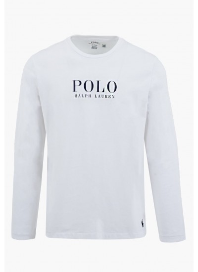 Men T-Shirts Ls.Crew.Top White Cotton Ralph Lauren