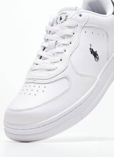 Ανδρικά Παπούτσια Casual Court.Sneaker Μαύρο Δέρμα Ralph Lauren
