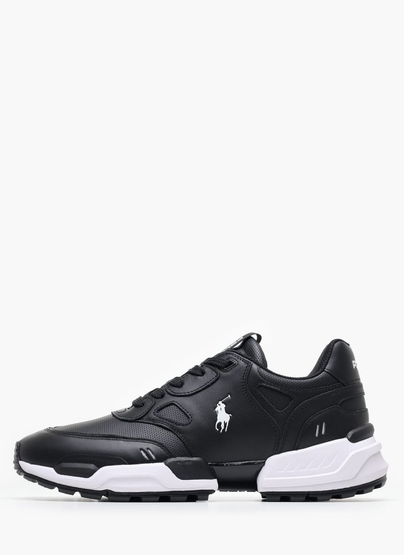 Men Casual Shoes from the Polo Ralph Lauren brand Polo.Jgr Black Leather mortoglou.gr eshop
