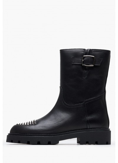 Γυναικεία Flats K.730.ST Μαύρο Δέρμα Makis Kotris