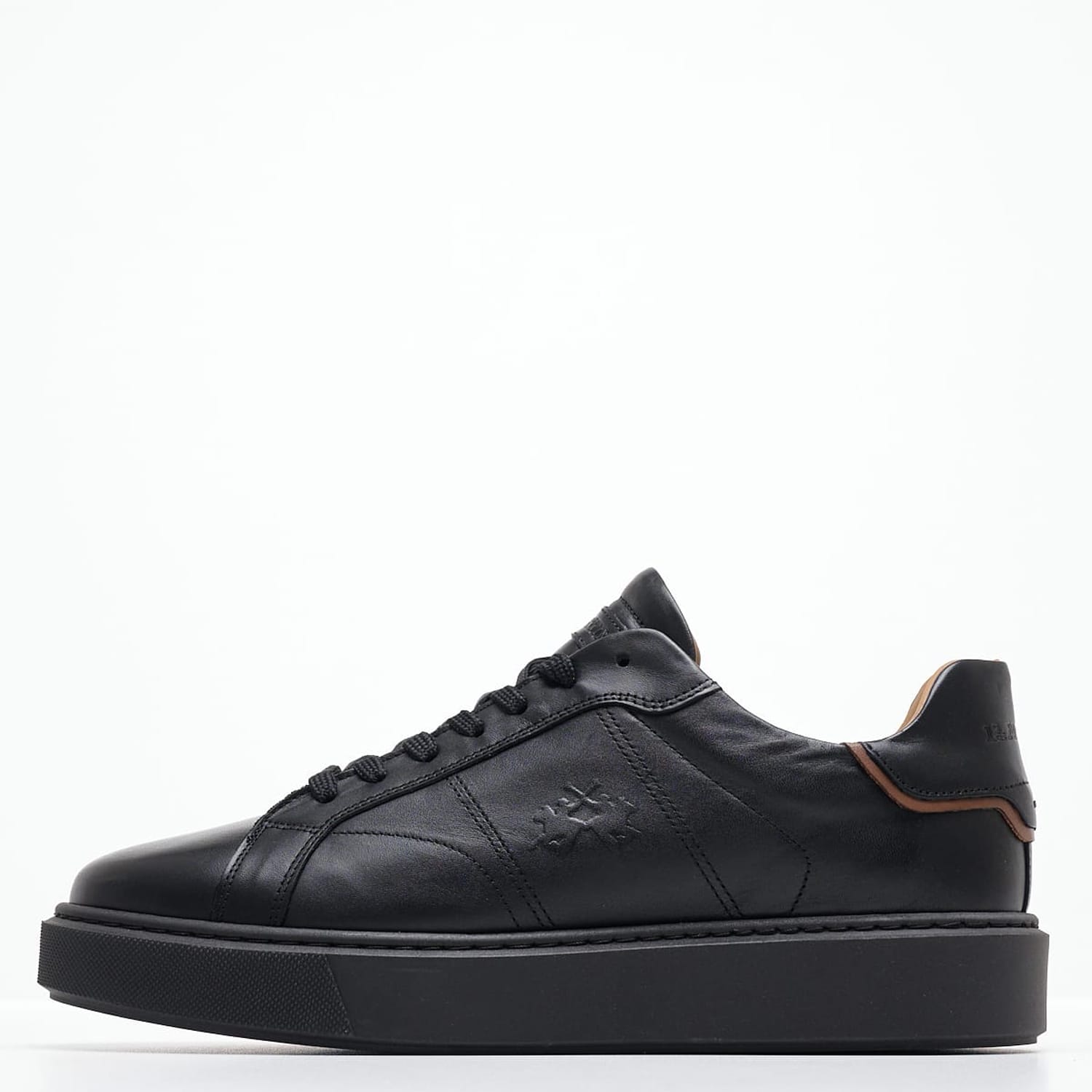 Men Casual Shoes 242001 Black Leather La Martina