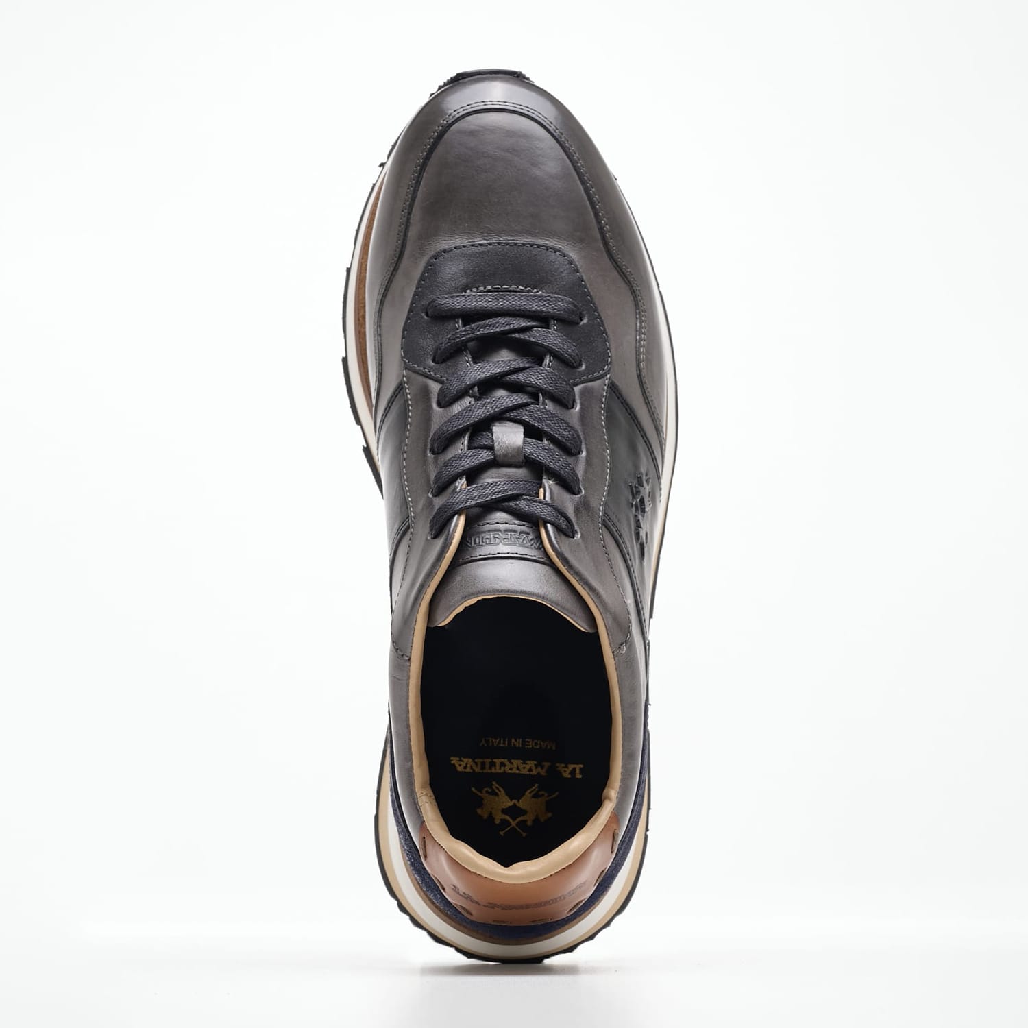 Men Casual Shoes 242070 Grey Leather La Martina Men Casual Shoes 242070 Grey Leather La Martina