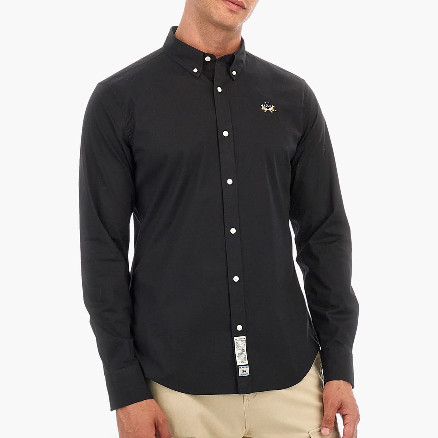 Men Shirts Shirt.Poplin Black Cotton La Martina
