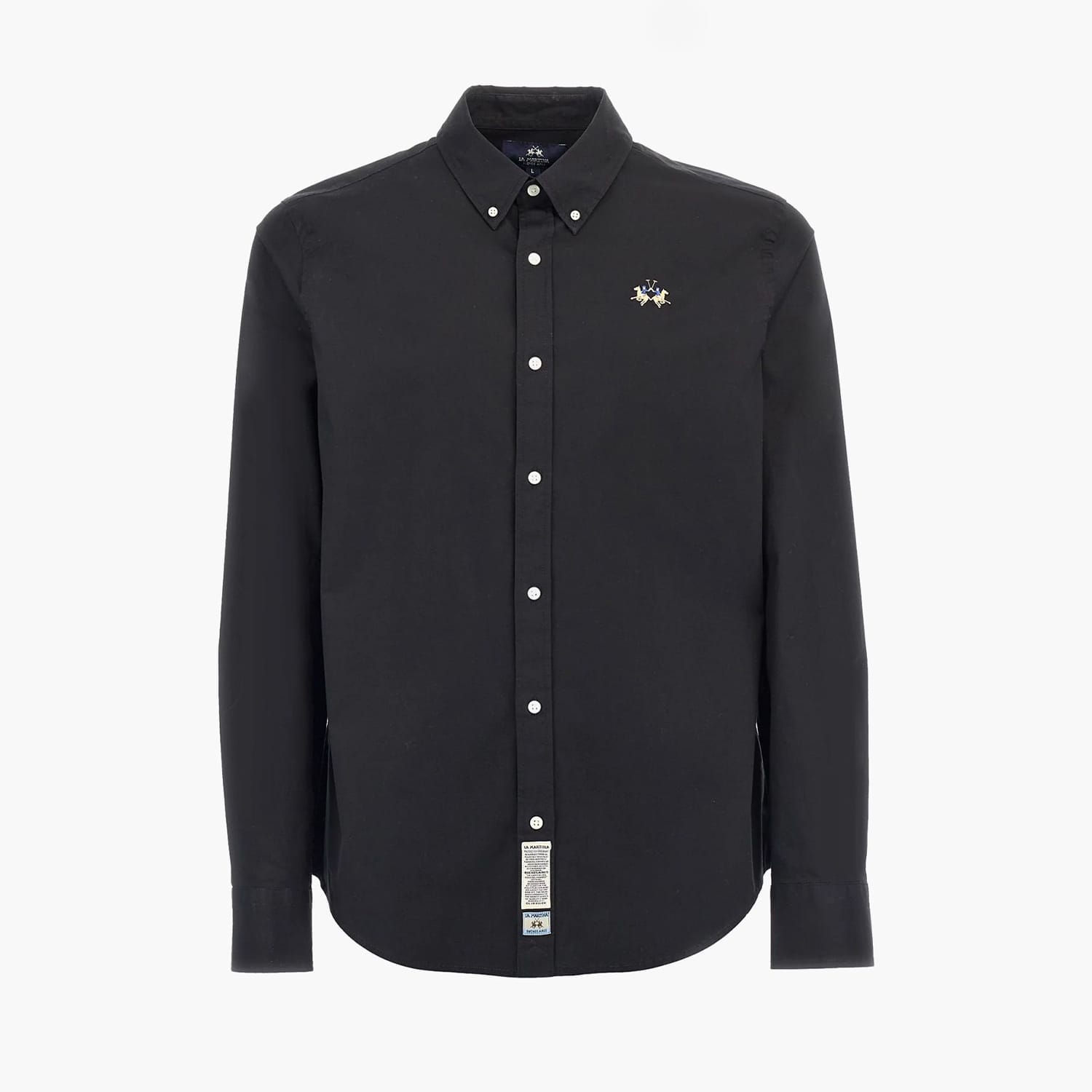 Men Shirts Shirt.Poplin Black Cotton La Martina