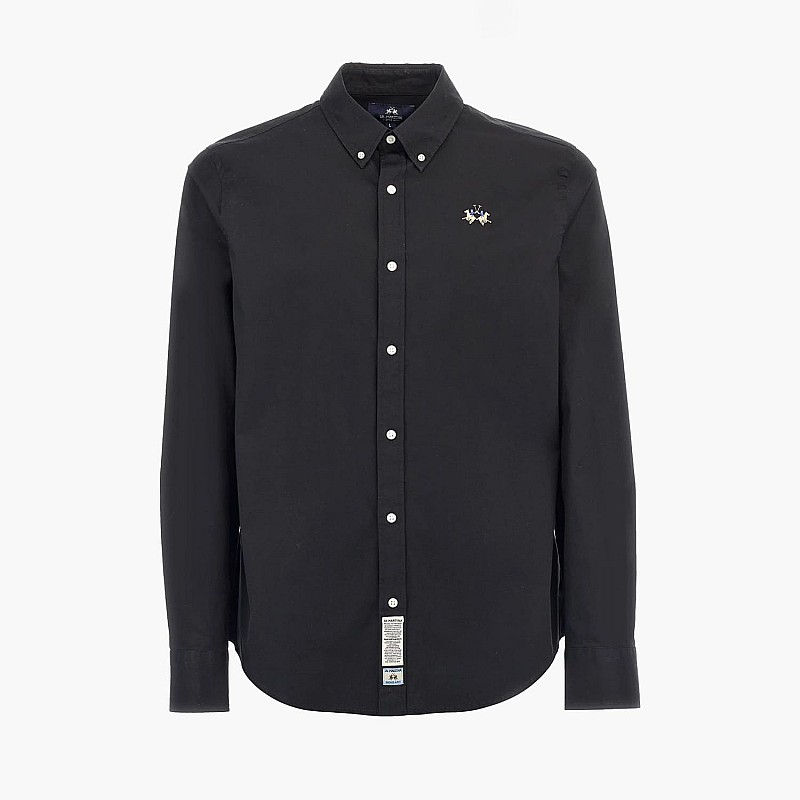 Men Shirts Shirt.Poplin Black Cotton La Martina