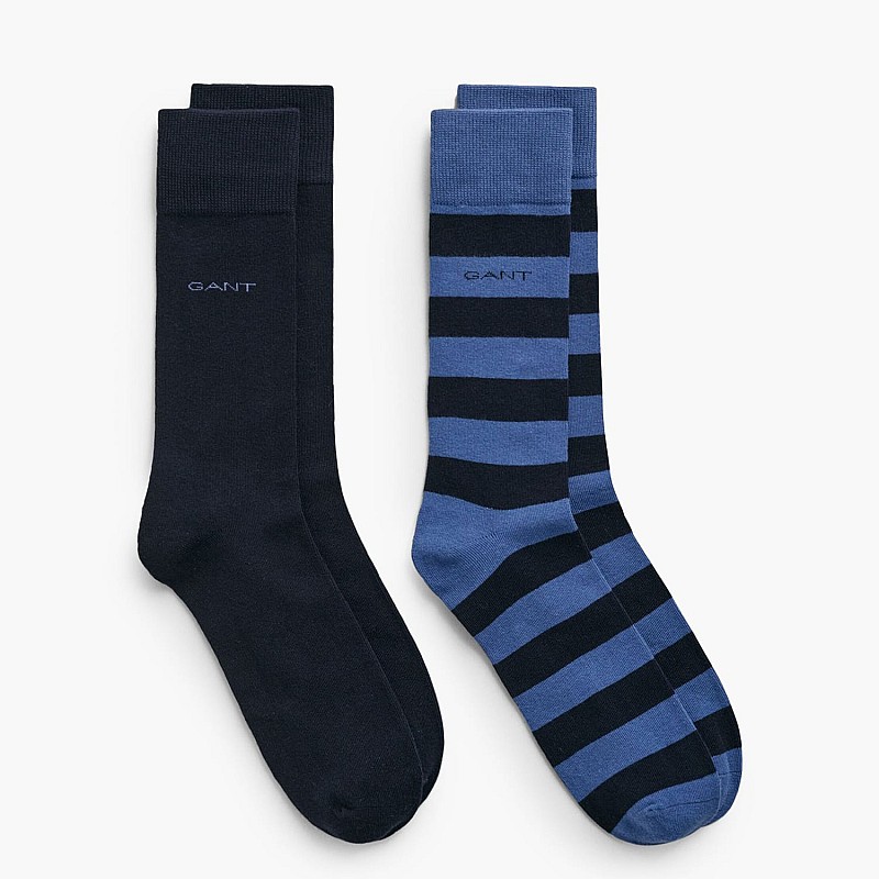 Men Socks 2Pack.Barstripe Blue Cotton GANT