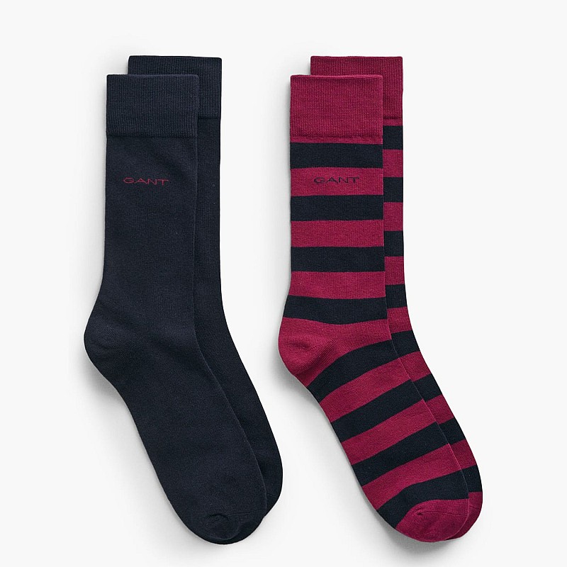 Men Socks 2Pack.Barstripe Red Cotton GANT
