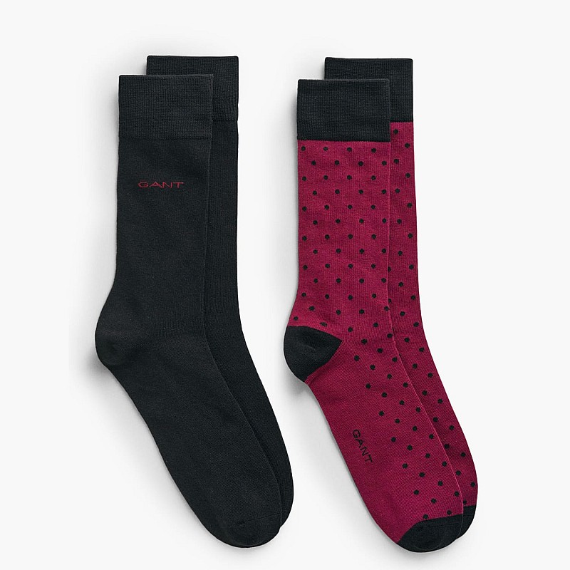 Men Socks 2Pack.Dotsolid Red Cotton GANT