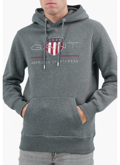 Ανδρικά Φούτερ Sh.Hoodie Σκούρο Μπλε Βαμβάκι GANT