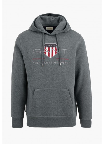 Ανδρικά Φούτερ Sh.Hoodie Σκούρο Μπλε Βαμβάκι GANT