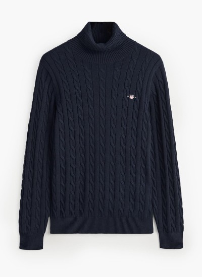 Ανδρικά Γάντια Knitted.Gloves Σκούρο Μπλε Μαλλί GANT