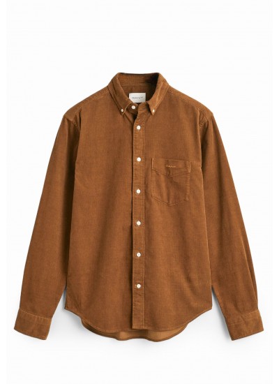 Ανδρικά Πουκάμισα Cord.Shirt.2 Καφέ Βαμβάκι GANT