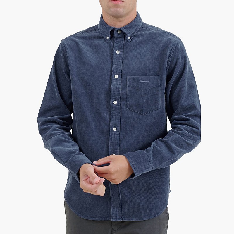 Ανδρικά Πουκάμισα Cord.Shirt Μπλε Βαμβάκι GANT