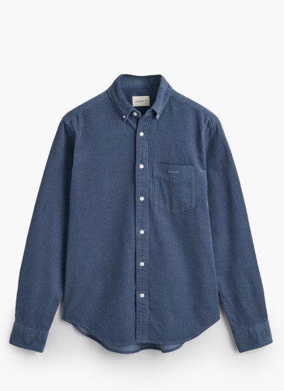 Ανδρικά Πουκάμισα Oxford.Shirt Μπλέ Ανοιχτό Βαμβάκι GANT