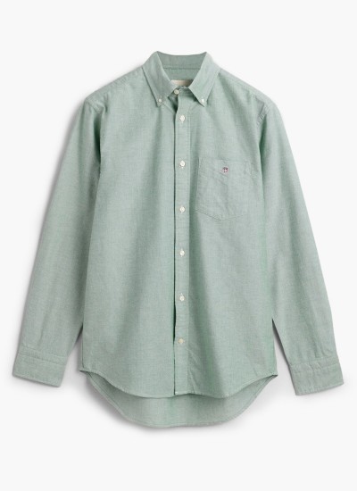Ανδρικά Πουκάμισα Oxford.Shirt Μπλέ Ανοιχτό Βαμβάκι GANT