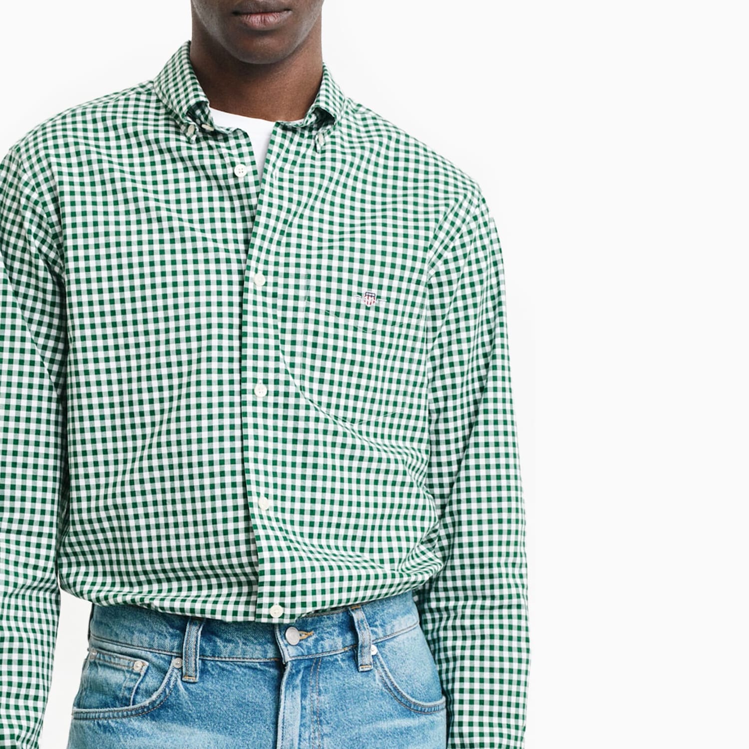 Men Shirts Pop.Gingham Green Cotton GANT