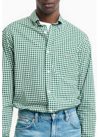 Ανδρικά Πουκάμισα Oxford.Shirt Μπλέ Ανοιχτό Βαμβάκι GANT