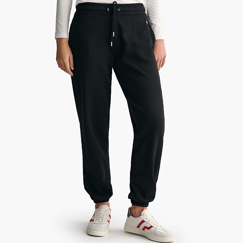 Women Trousers Shield.Pants Black Cotton GANT