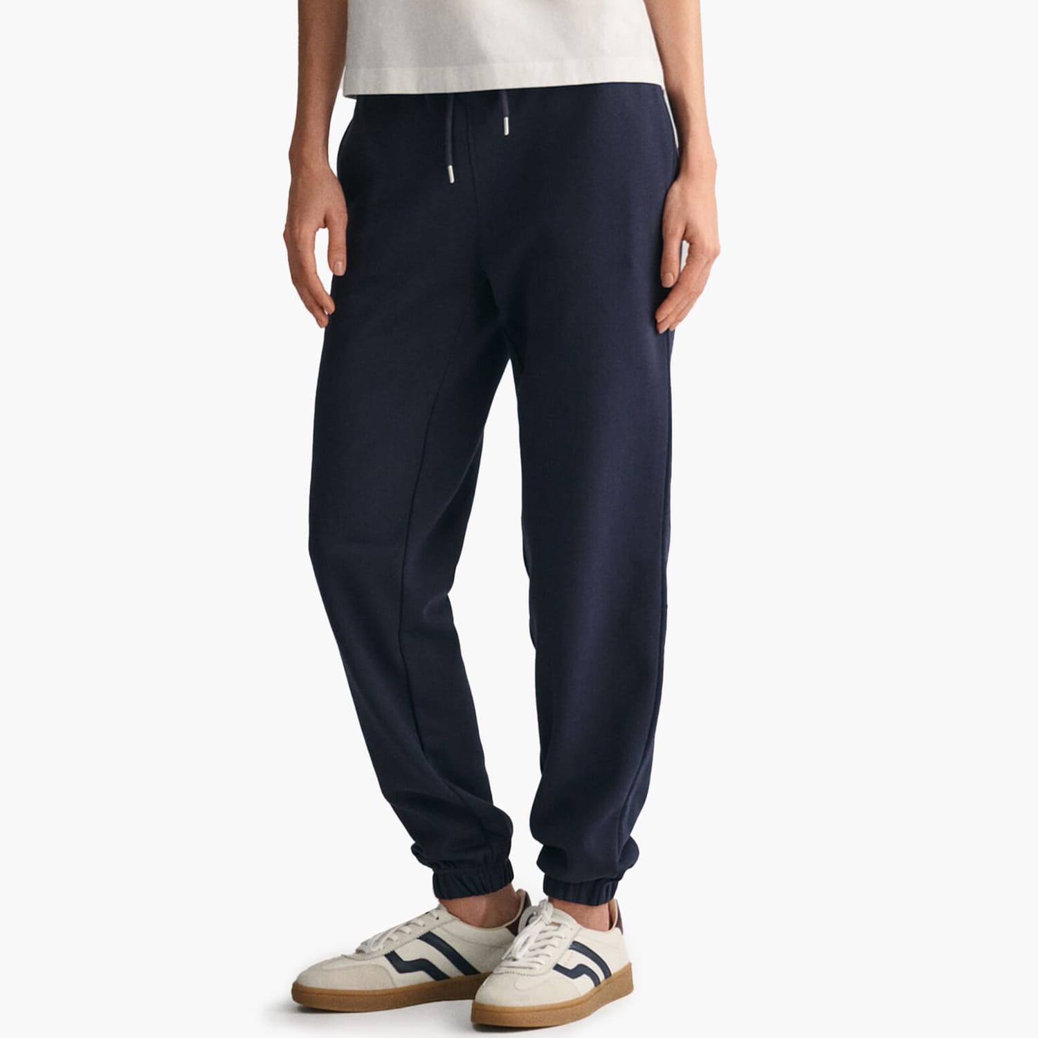 Γυναικεία Παντελόνια Shield.Pants Σκούρο Μπλε Βαμβάκι GANT