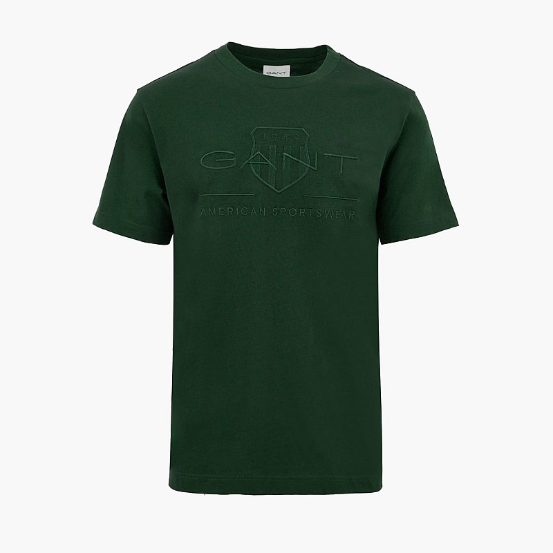 Men T-Shirts Tonal.Shield Green Cotton GANT