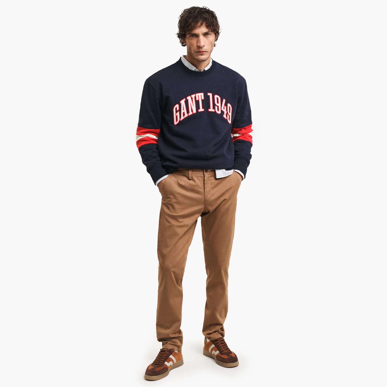 Ανδρικά Παντελόνια Twill.Chino Καφέ Βαμβάκι GANT Ανδρικά Παντελόνια Twill.Chino Καφέ Βαμβάκι GANT