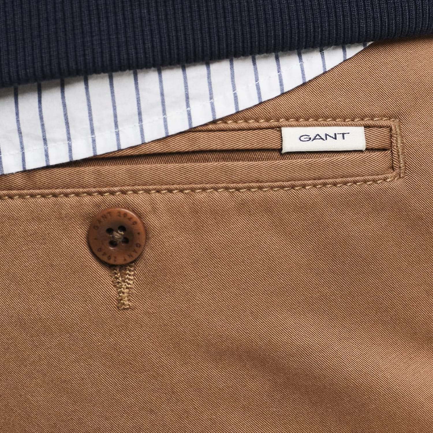 Ανδρικά Παντελόνια Twill.Chino Καφέ Βαμβάκι GANT Ανδρικά Παντελόνια Twill.Chino Καφέ Βαμβάκι GANT