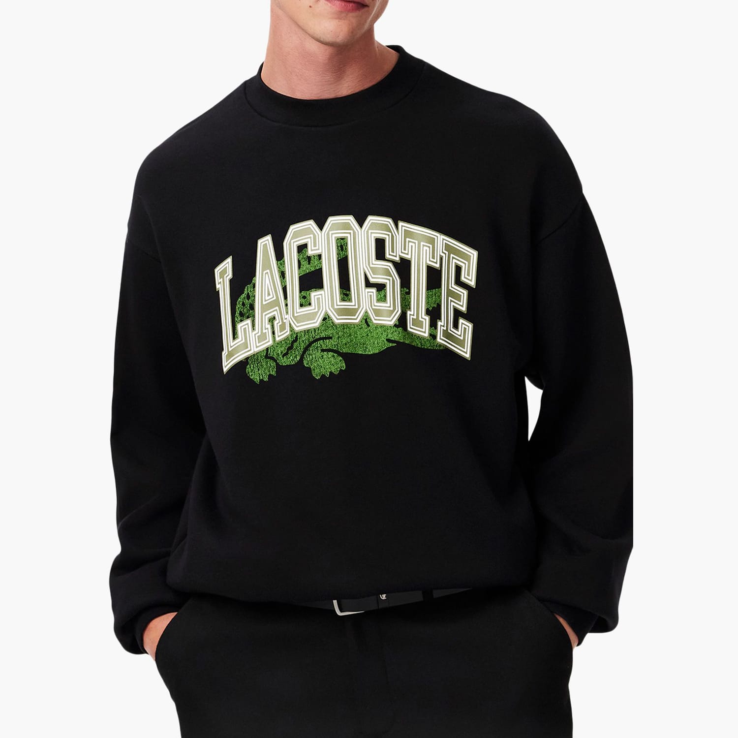 Ανδρικά Φούτερ SH2850 Μαύρο Βαμβάκι Lacoste