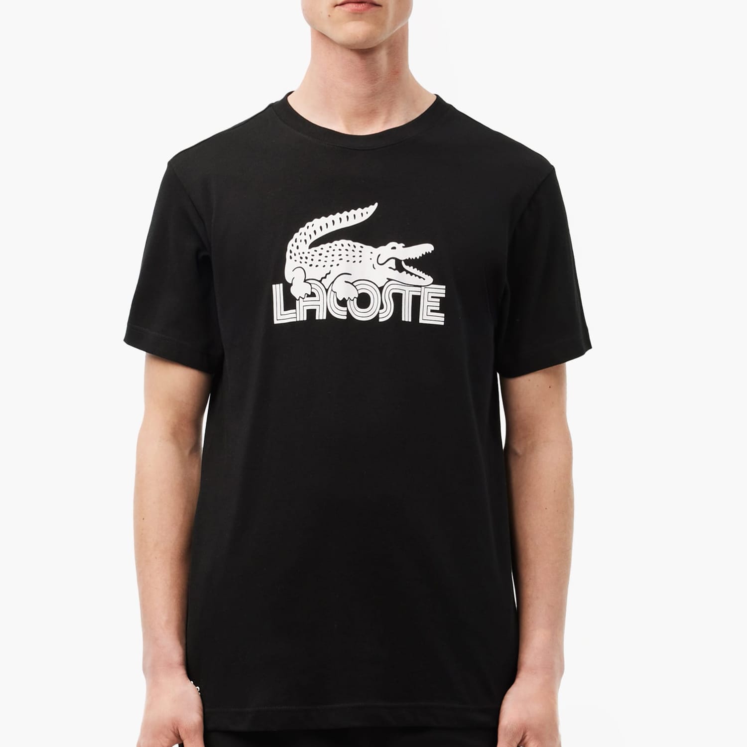 Ανδρικές Μπλούζες TH2508 Μαύρο Βαμβάκι Lacoste