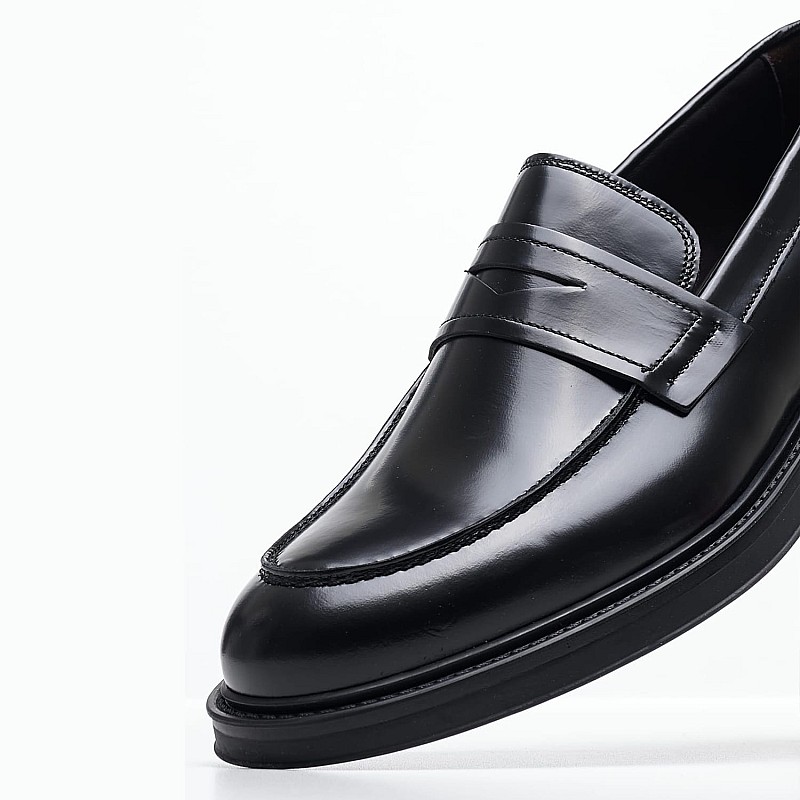 Men Moccasins 72S8 Black Leather Frau